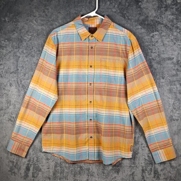 PrAna Shirt Men Medium Brown Button Up Southwestern - Picture 1 of 8